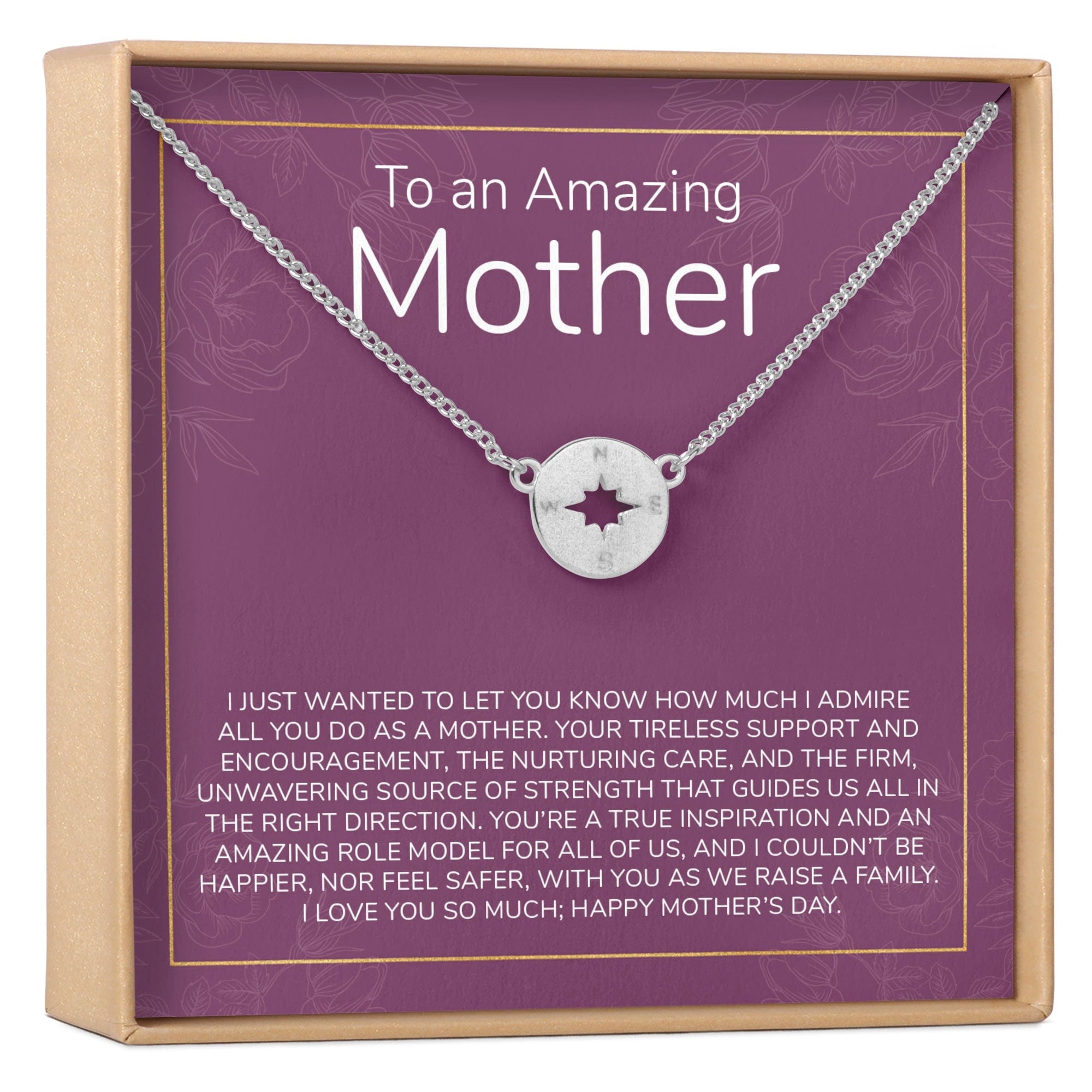 Mother's Day Gift From Husband Compass Necklace Silver