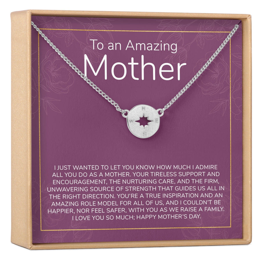 Mother's Day Gift From Husband Compass Necklace Silver