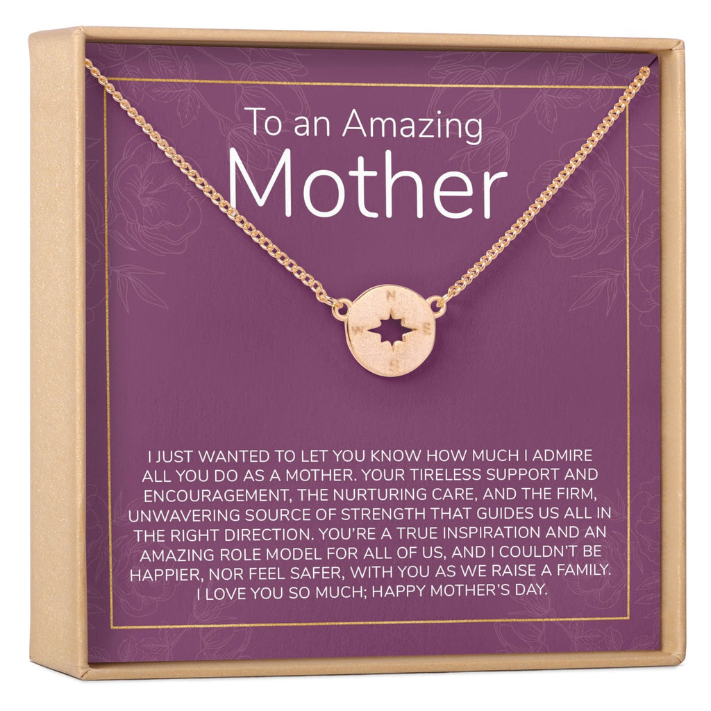 Mother's Day Gift From Husband Compass Necklace Rose Gold