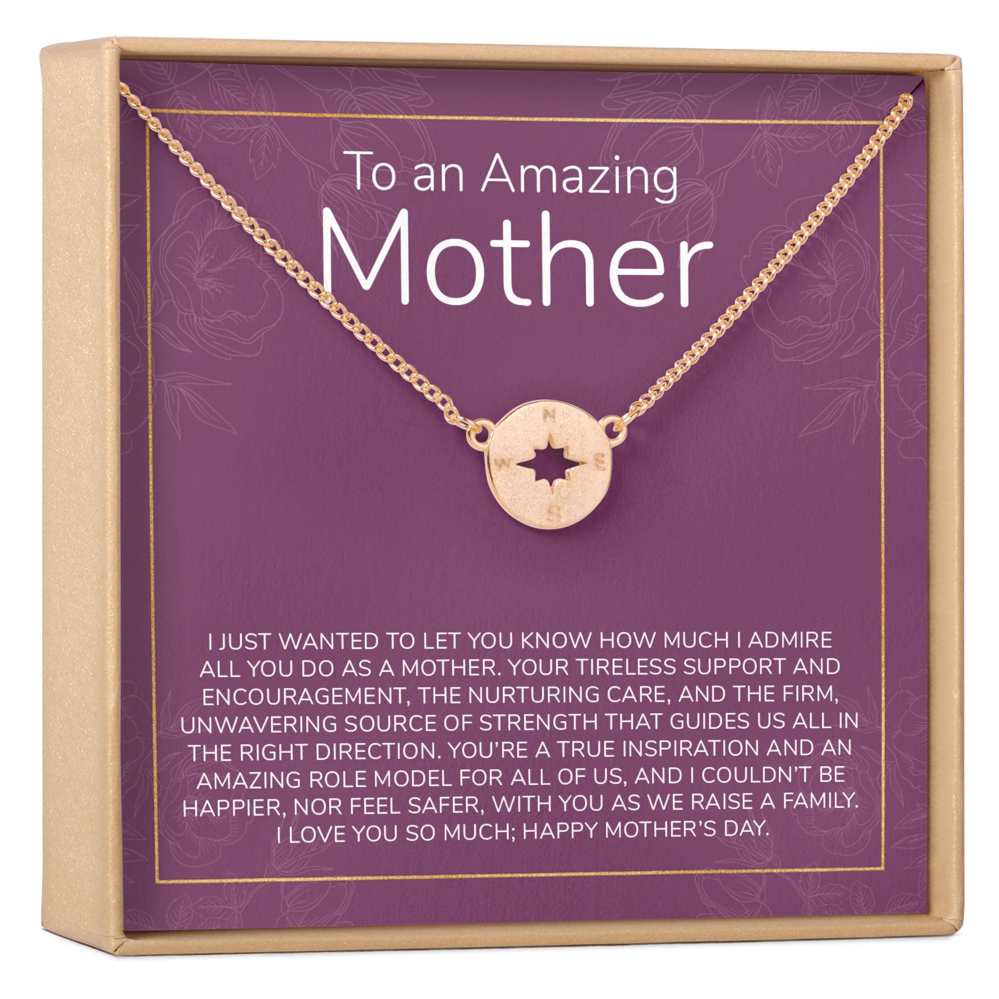 Mother's Day Gift From Husband Compass Necklace Rose Gold