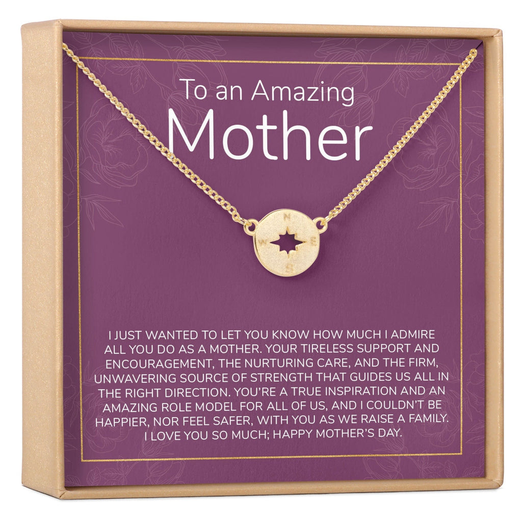 Mother's Day Gift From Husband Compass Necklace Gold