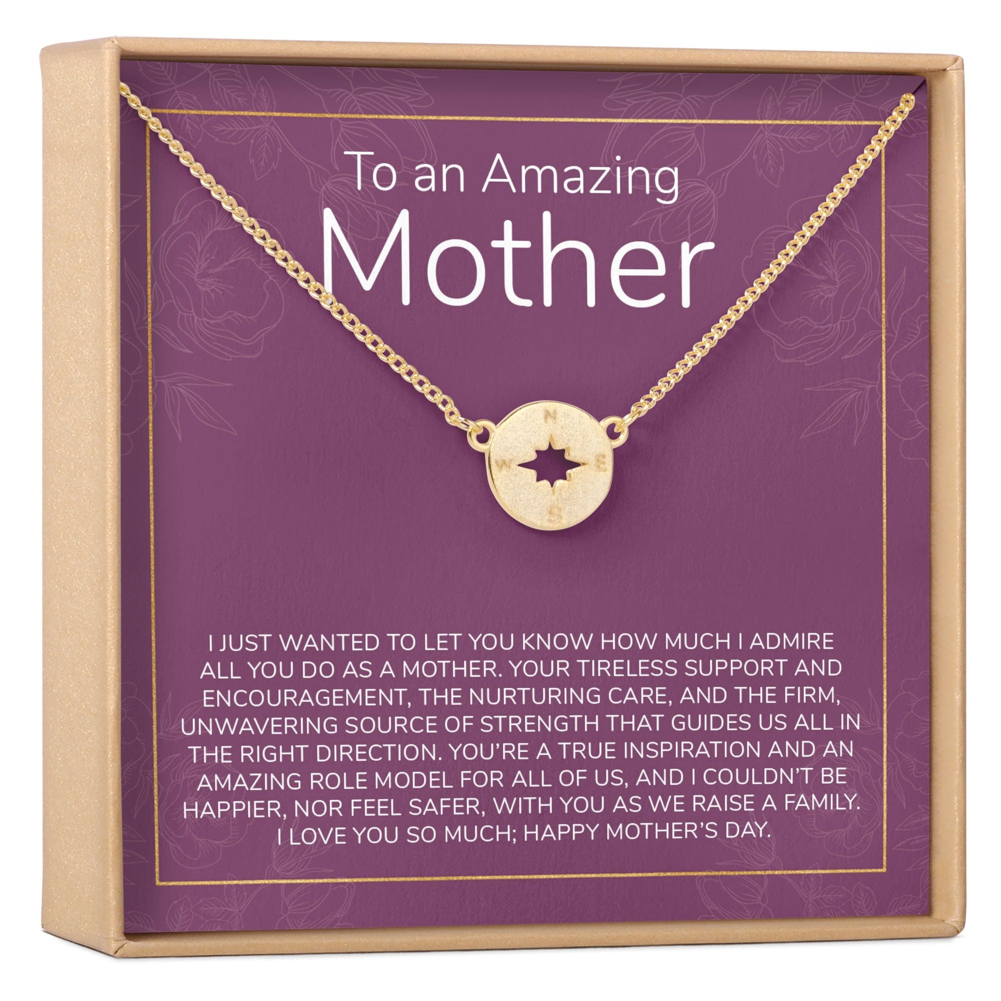 Mother's Day Gift From Husband Compass Necklace Gold
