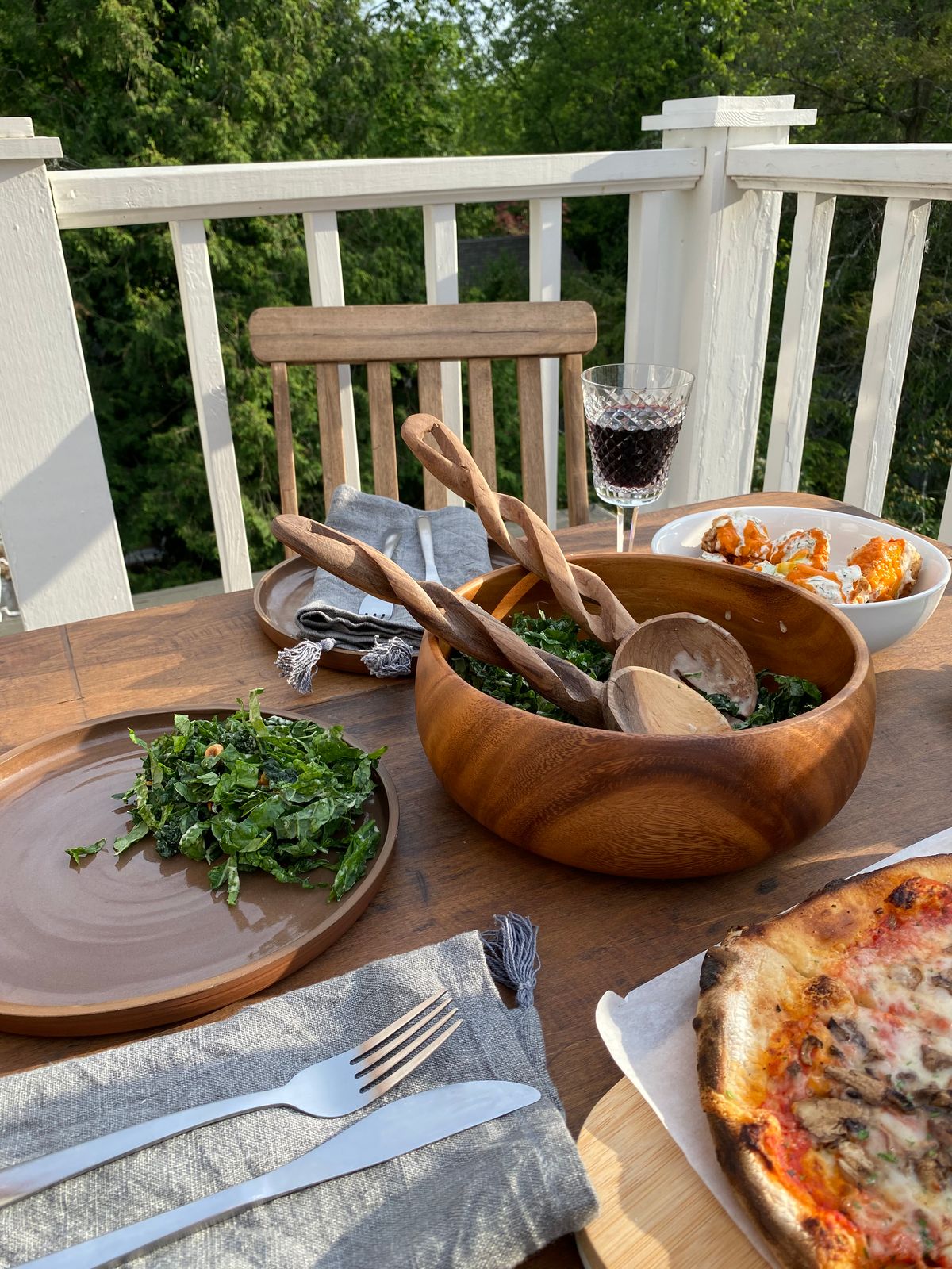 Olive Wood Spiral Salad Servers Secondary image