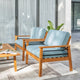 Natural Wood Outdoor Armchair with Aqua Cushion