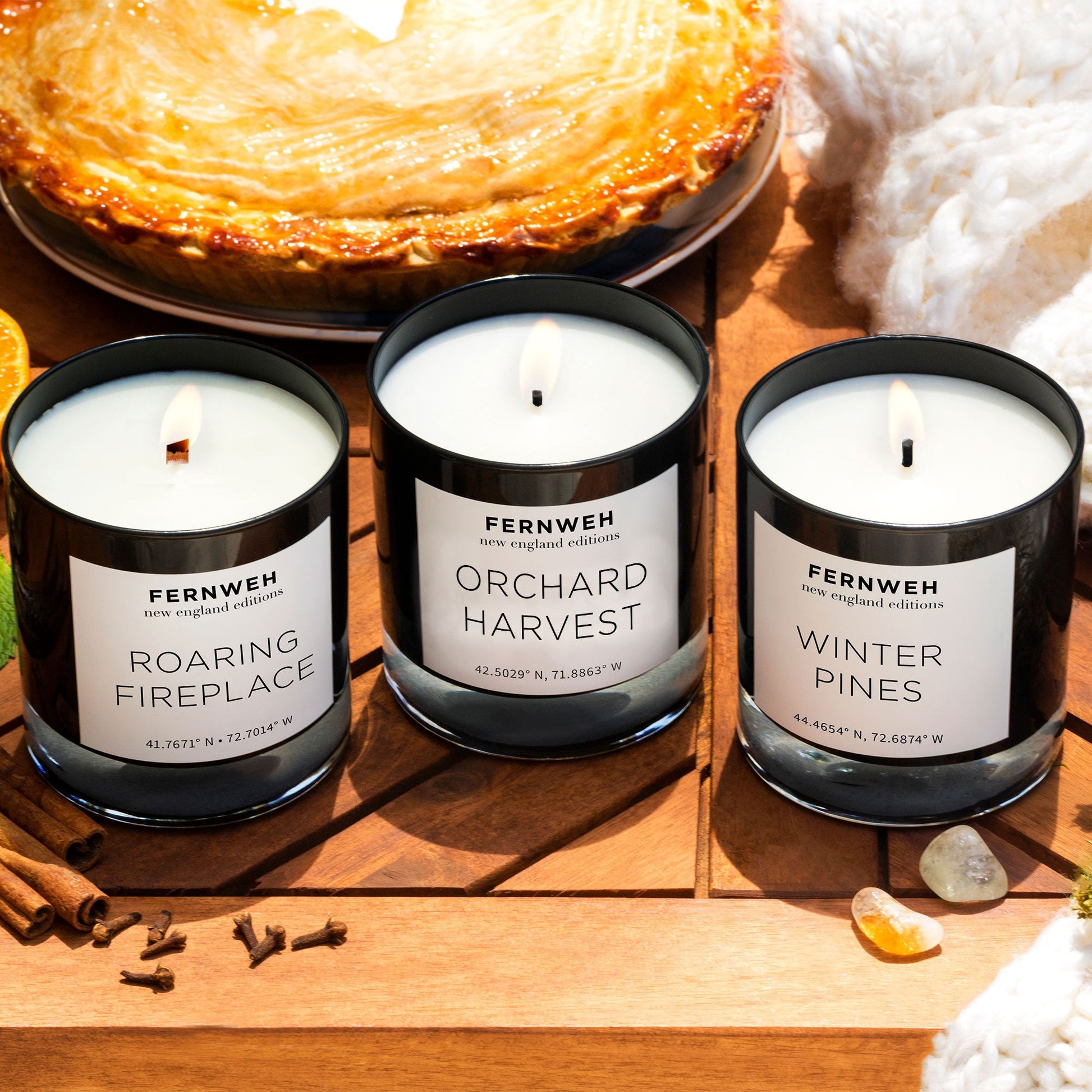 Roaring Fireplace Scented Soy Candle 3 Classic Set