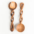 Olive Wood Spiral Salad Servers
