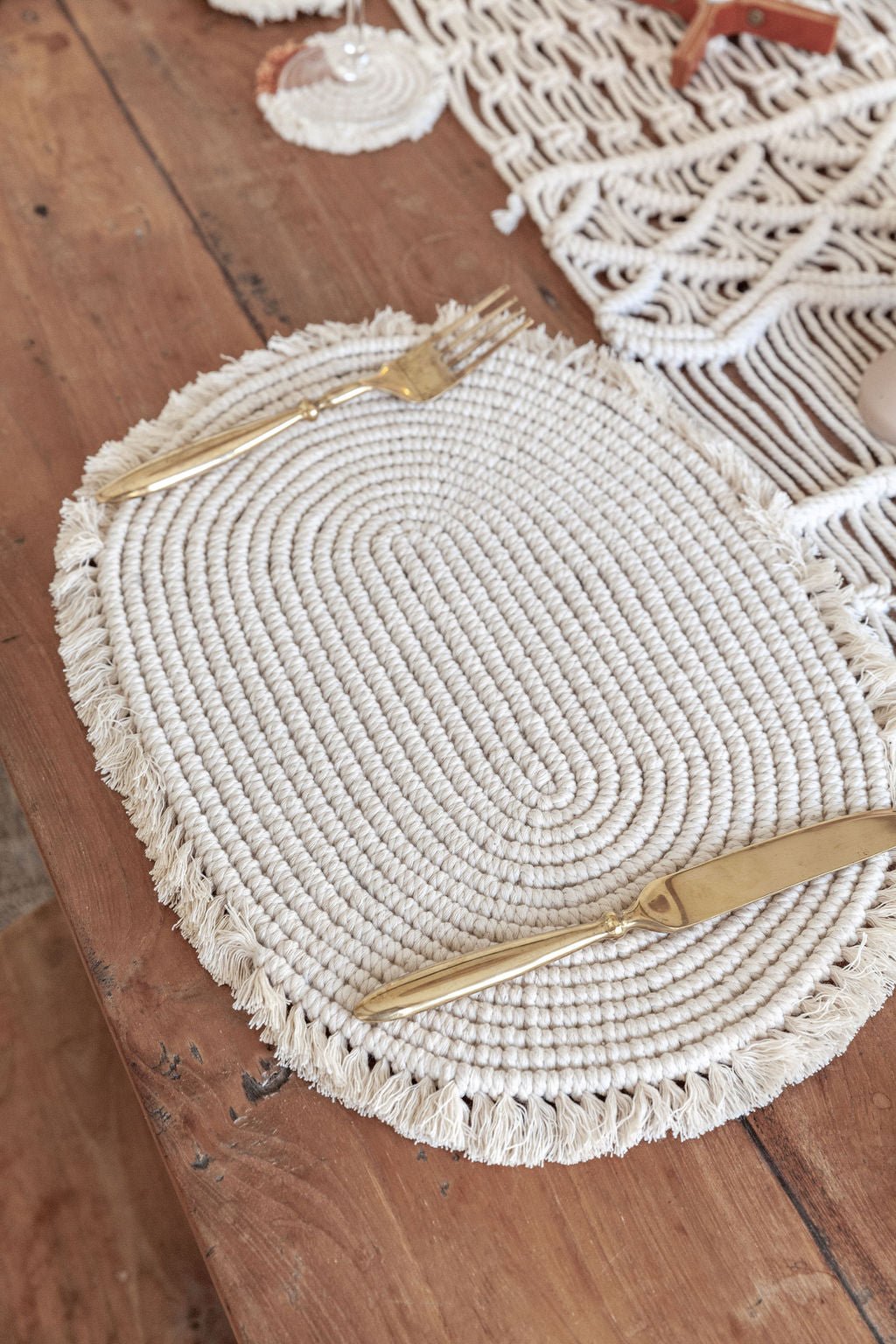 Organic Cotton Macrame Placemat Main image