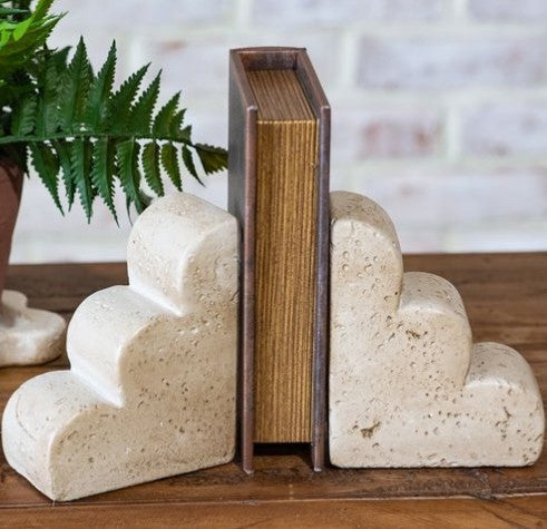 Set of 2 Scallop Edge Cement Bookends Main image