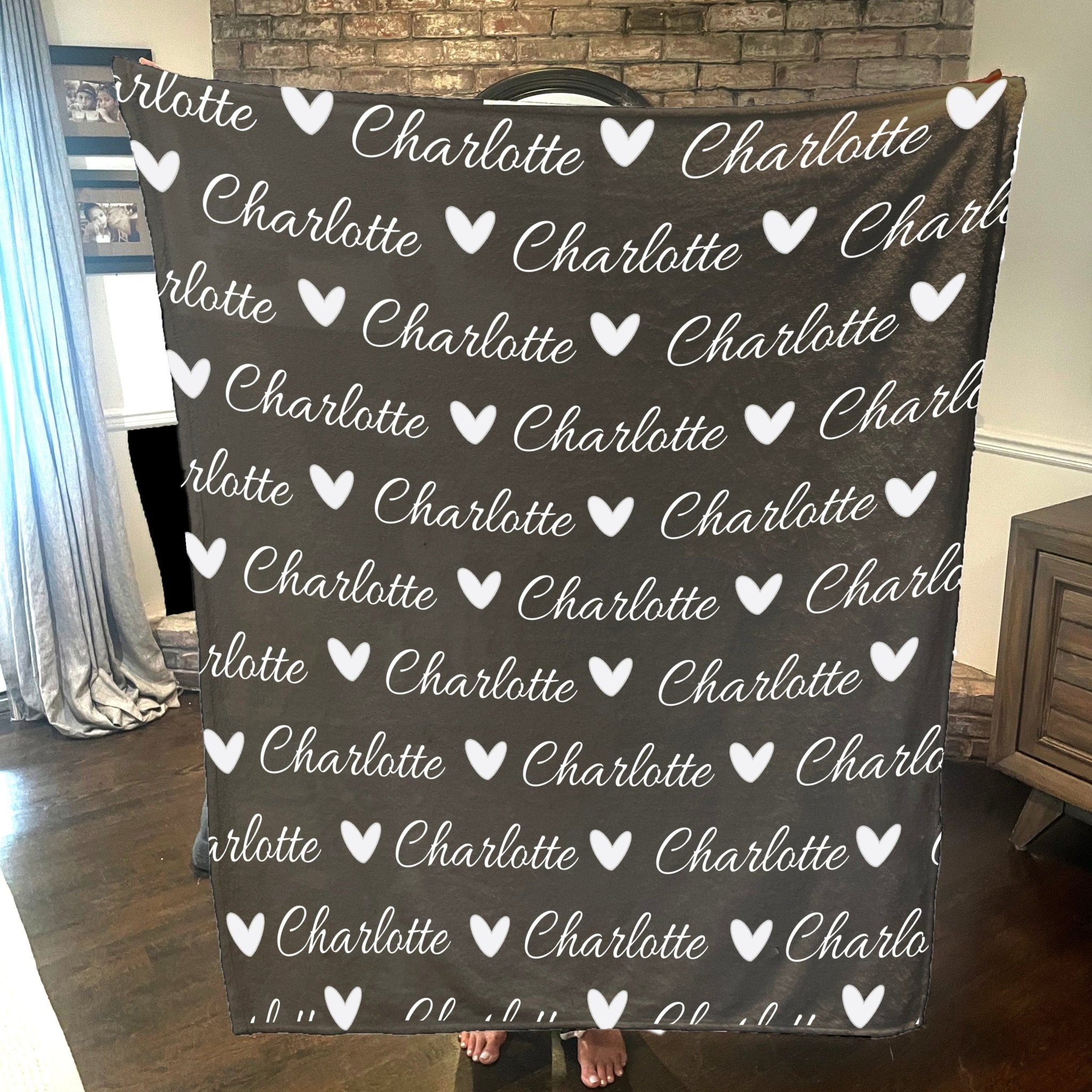 Personalized Cozy Plush Fleece blanket with Name & Hearts