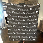 Personalized Cozy Plush Fleece blanket with Name & Hearts
