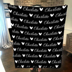 Personalized Cozy Plush Fleece blanket with Name & Hearts Black