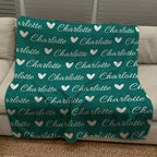 Personalized Cozy Plush Fleece blanket with Name & Hearts
