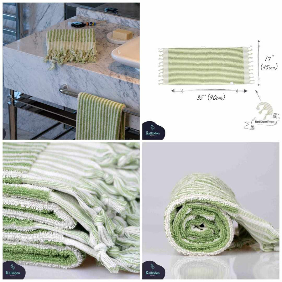 Striped Hand Towel Lime Green