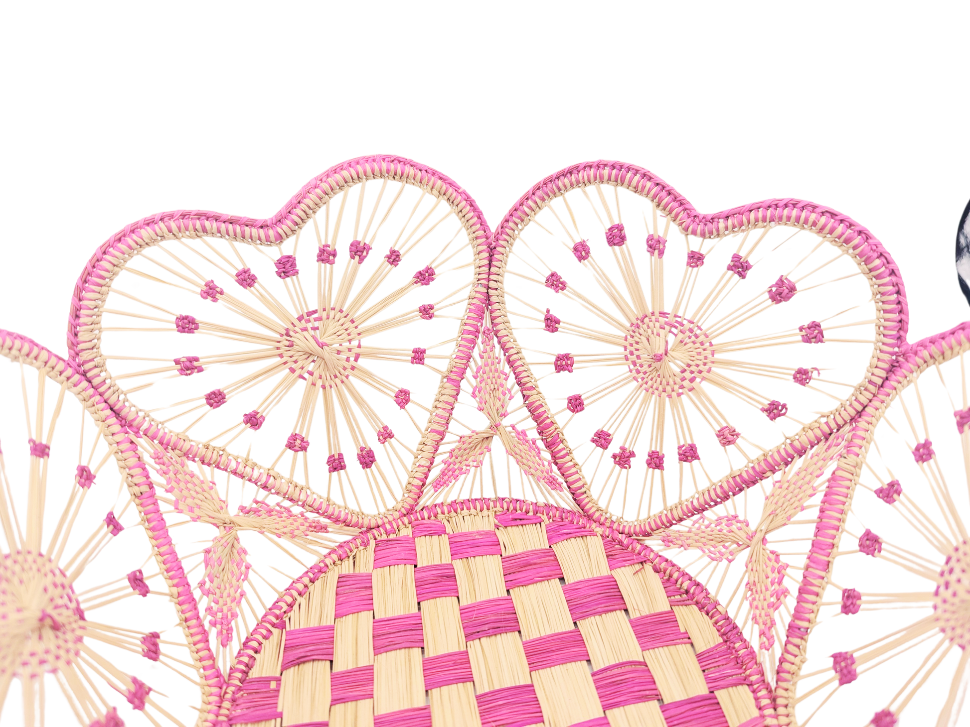 Heartfelt Woven Bread Basket Accented Borders Hot Pink