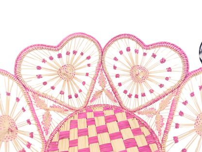 Heartfelt Woven Bread Basket Accented Borders Hot Pink