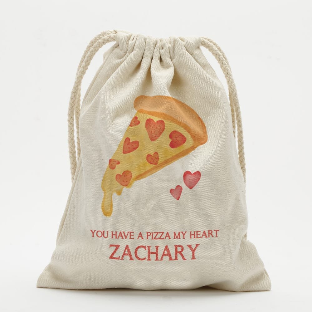Pizza Heart Custom Drawstring Sack