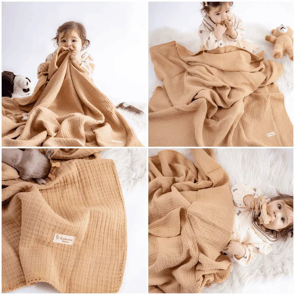 Quilted 4 Layers Muslin Blanket Beige