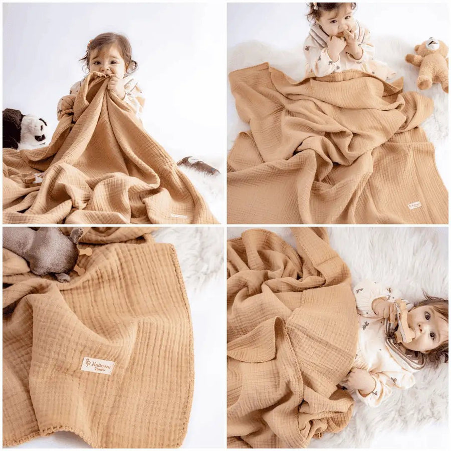 Quilted 4 Layers Muslin Blanket Beige