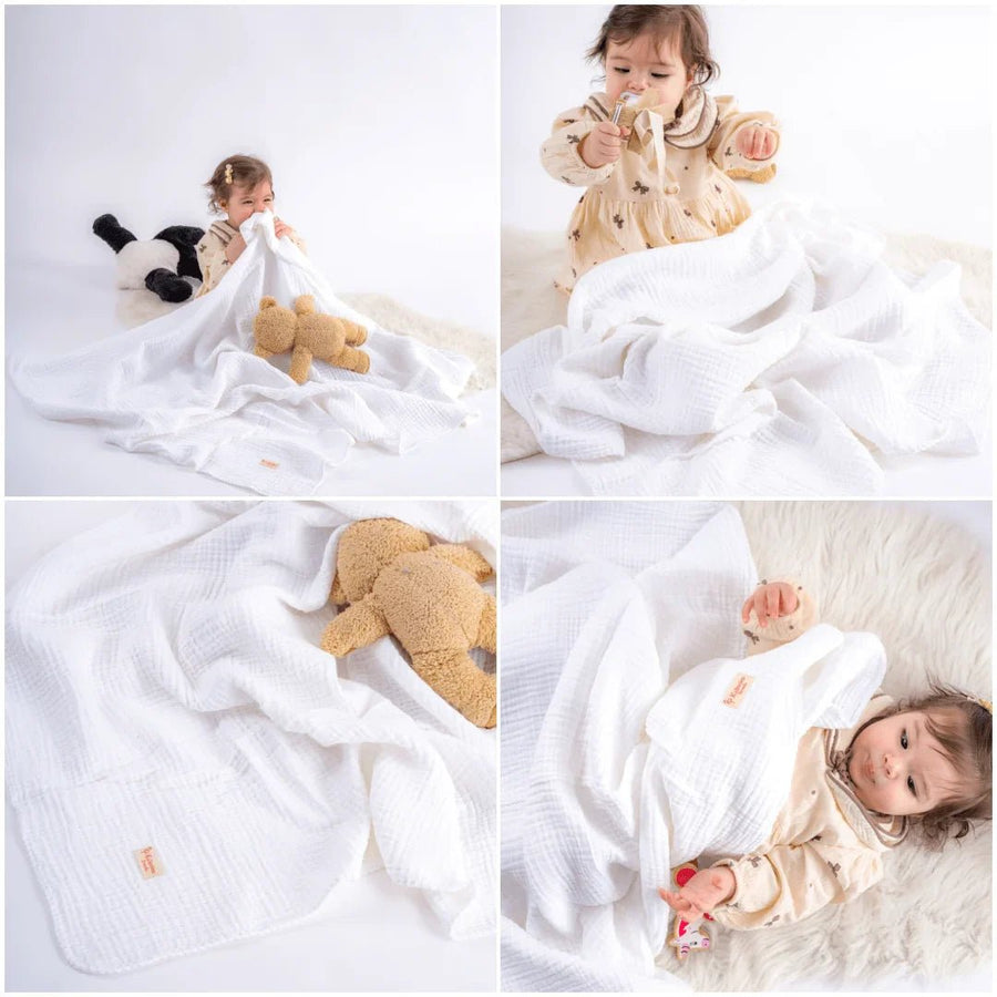 Quilted 4 Layers Muslin Blanket White