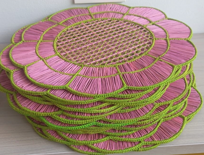 Blush Bloom Handwoven Iraca Placemat - Lilly Pulitzer Inspired Style