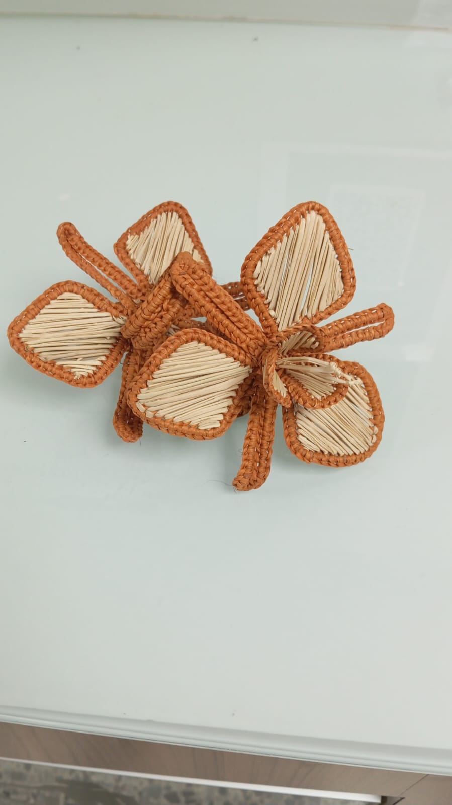 Orchid Handwoven Iraca Napkin Ring Natural Palm with Color Accents