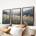 Meadow Landscape Wall Art Set of 3. Nature Prints