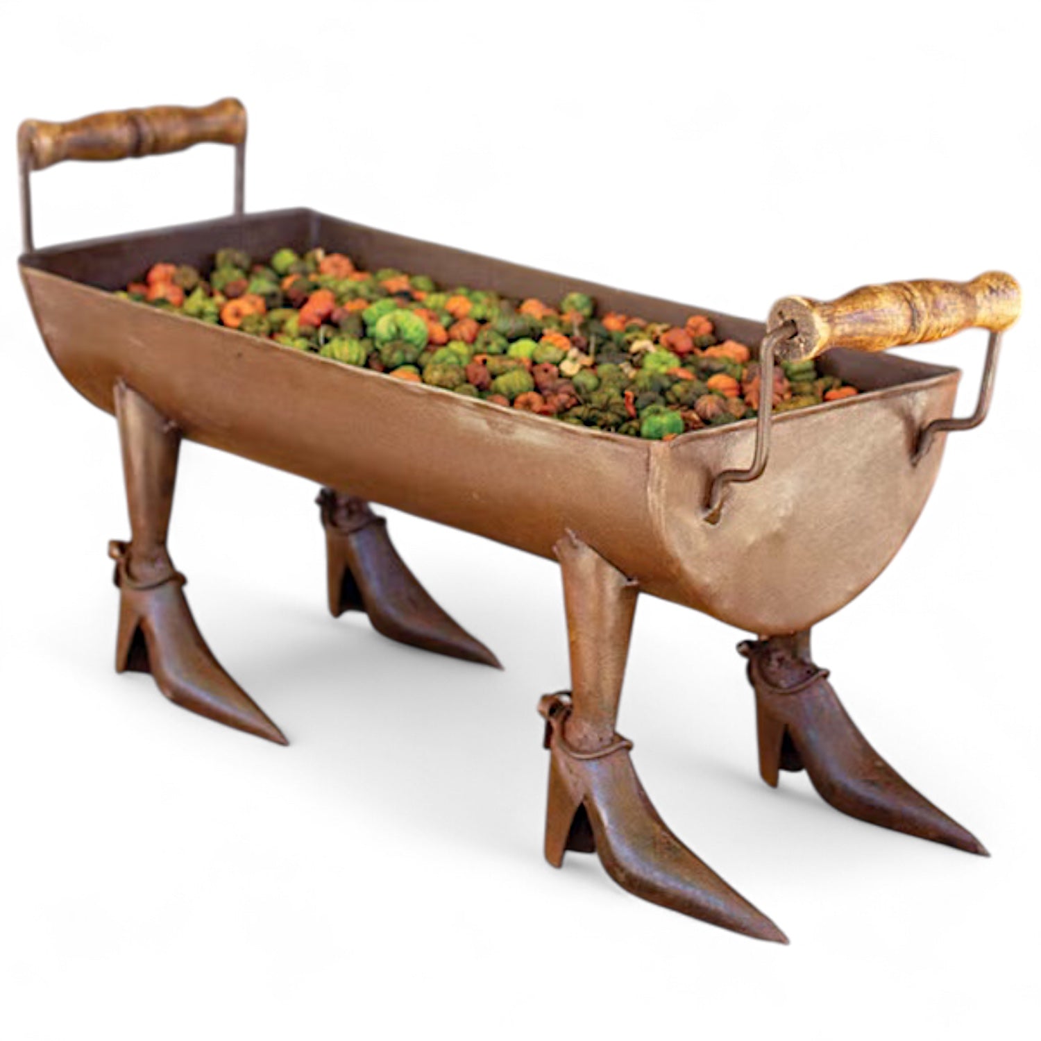 Rustic Metal Planter with Witch Boot Legs Main image