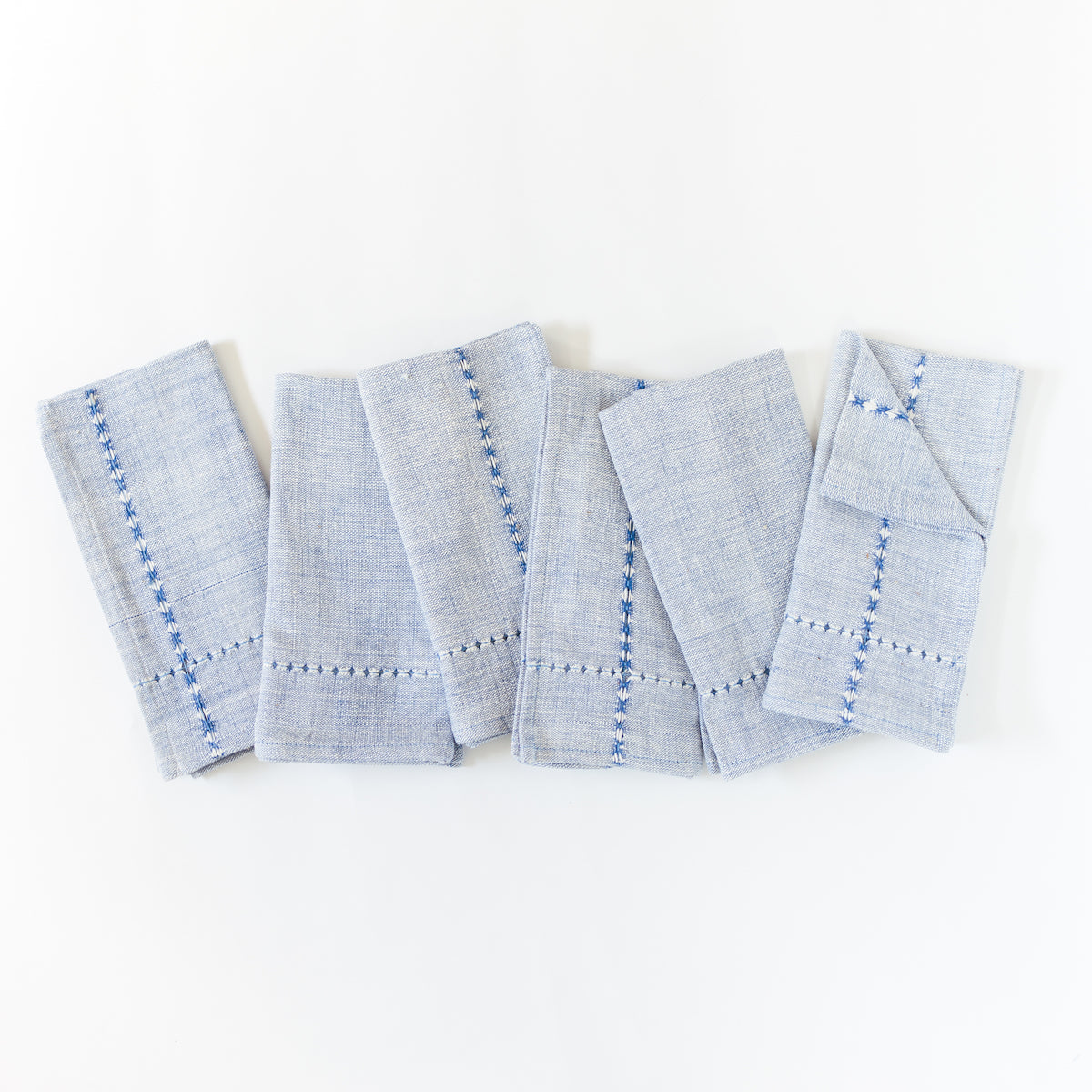 Pulled Cotton Napkins Blue Set of 6