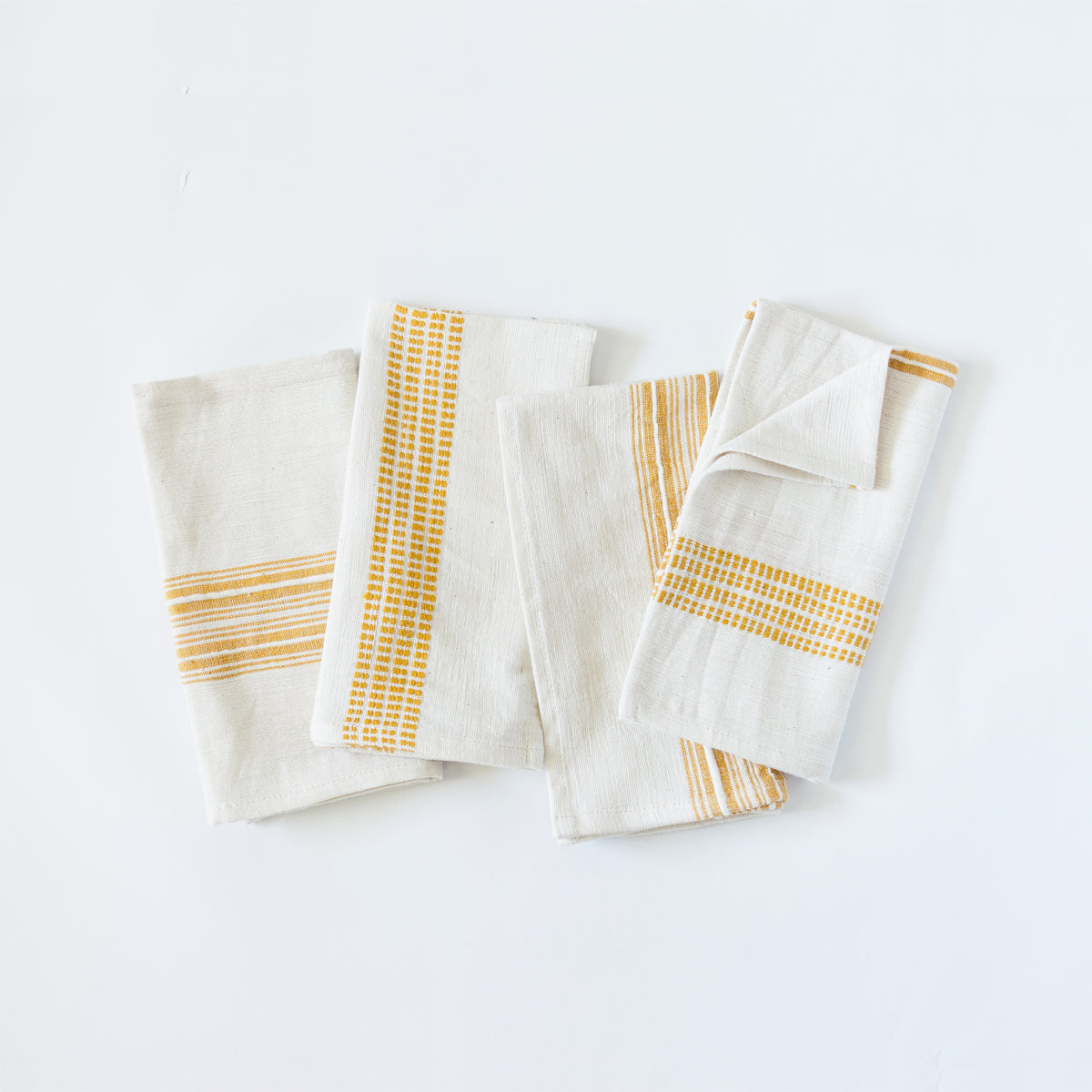 Aden Cotton Dinner Napkin Natural with Gold Set of 4