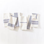 Aden Cotton Dinner Napkin Natural with Navy Set of 6
