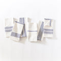 Aden Cotton Dinner Napkin Natural with Navy Set of 6