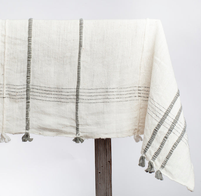 Ribbons Cotton Tablecloth Grey 96 x 54