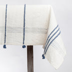 Ribbons Cotton Tablecloth Navy 96 x 54