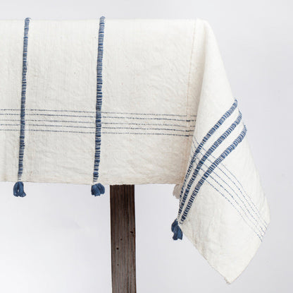 Ribbons Cotton Tablecloth Navy 96 x 54
