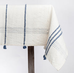 Ribbons Cotton Tablecloth Navy 96 x 54