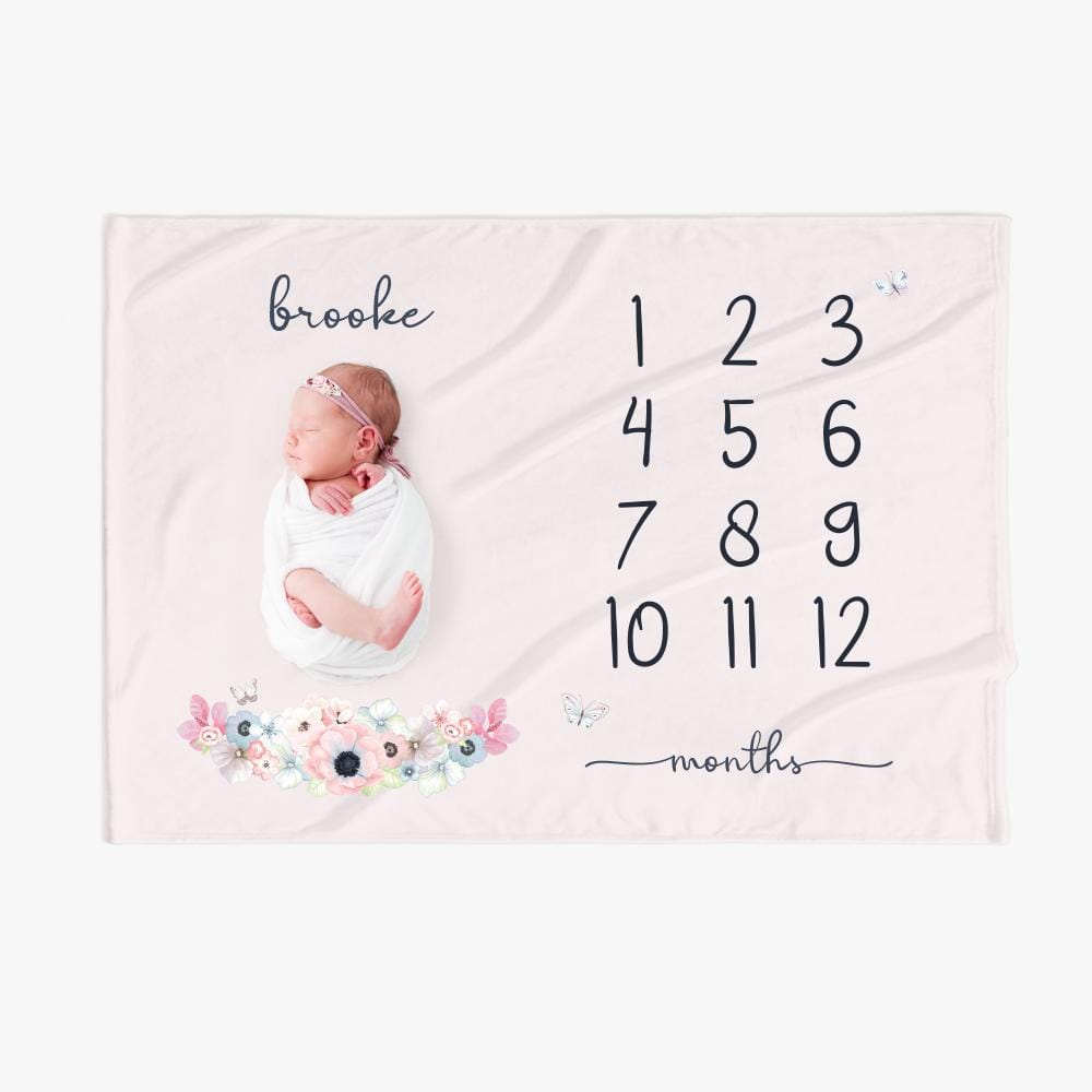 30 x 40 Personalized Name Baby Months Blanket Main image