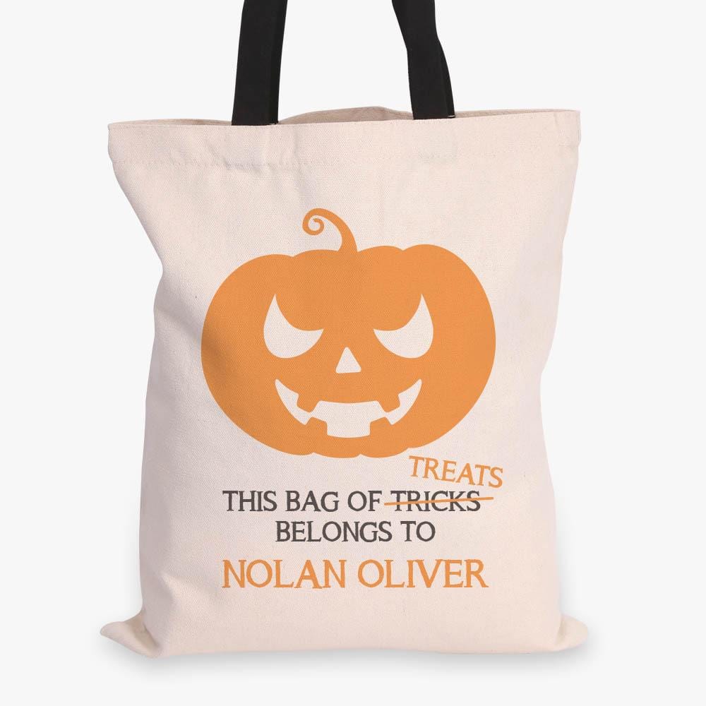 Bag Of Treats Custom Halloween Canvas Tote Bag | Personalized Trick or Treat Bag Default Title Main image