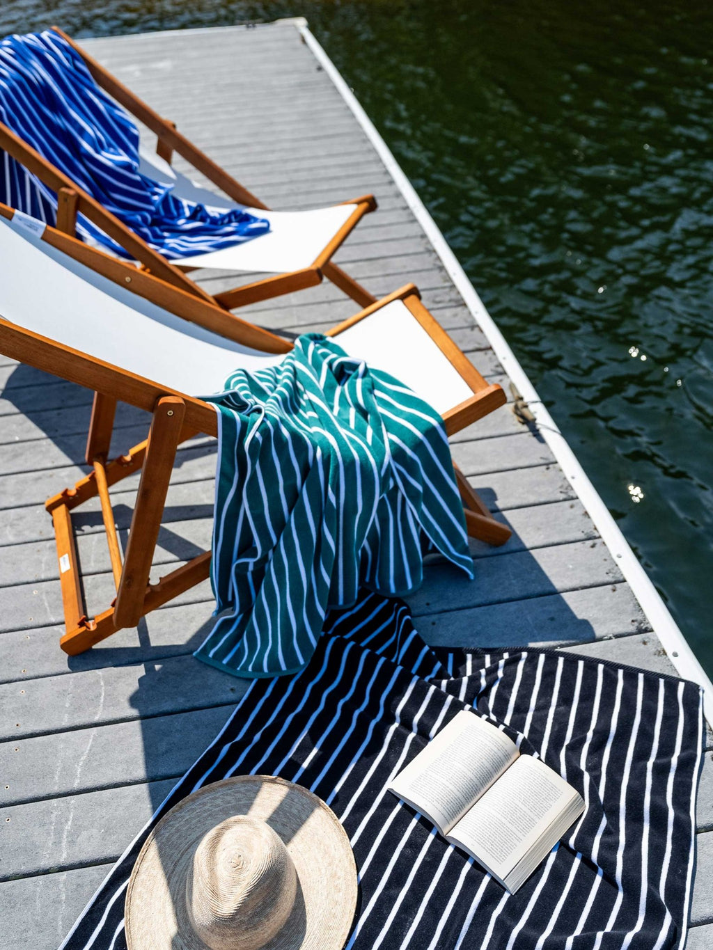 Sea Green Pinstripe Cabana Beach Towel