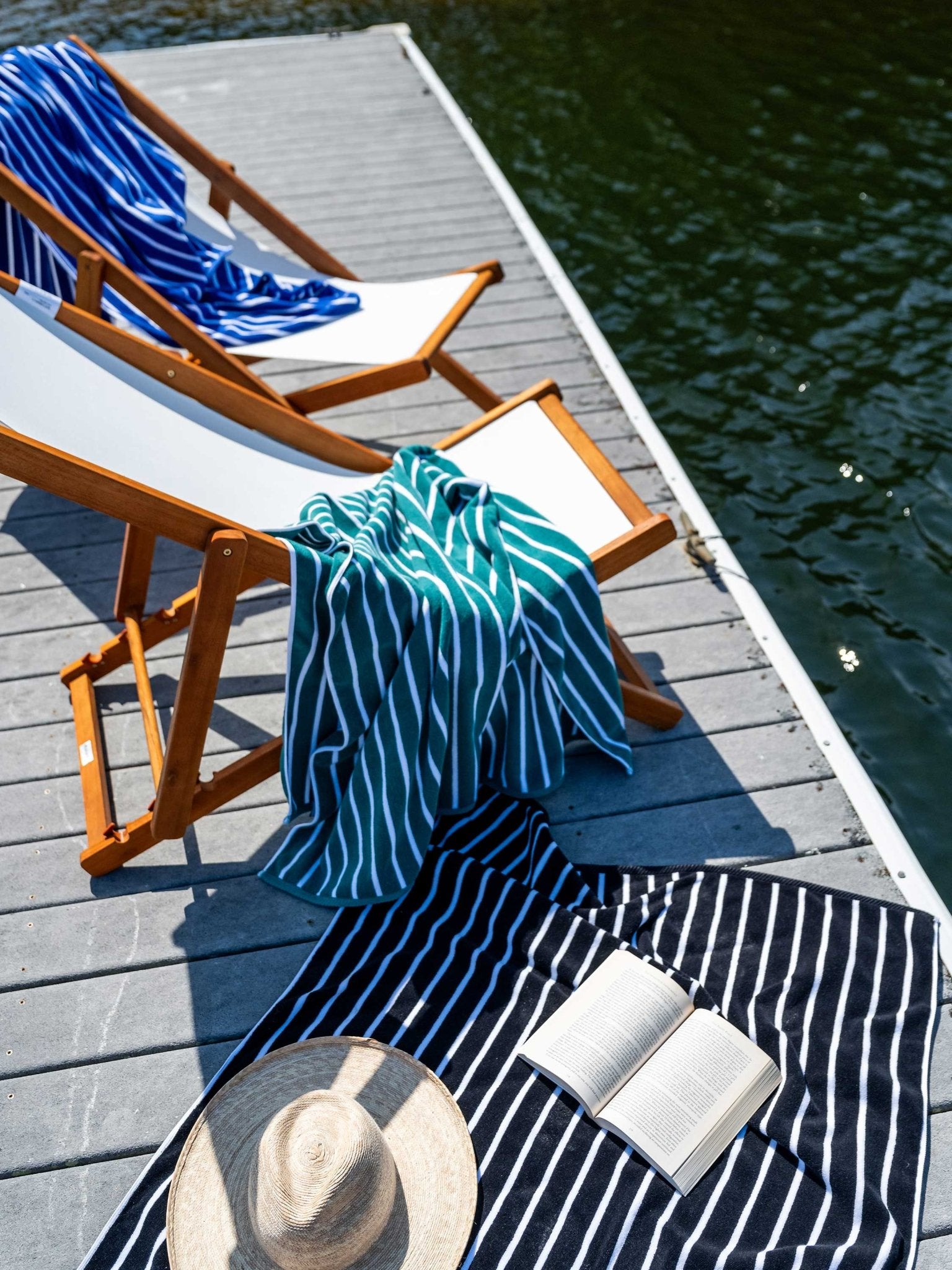 Sea Green Pinstripe Cabana Beach Towel