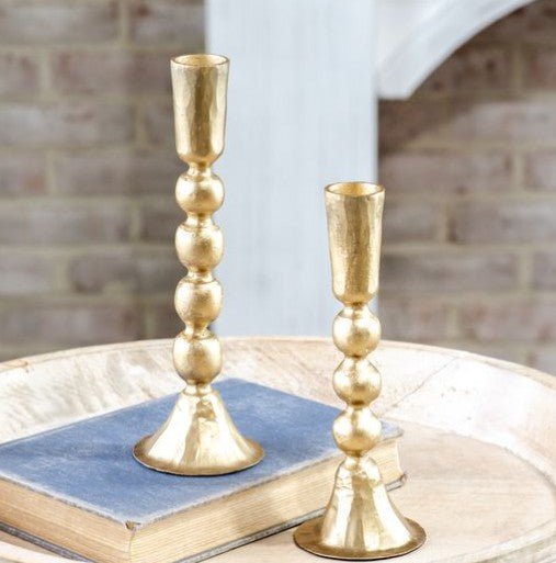 Set of 2 Gold Ball Candle Holders