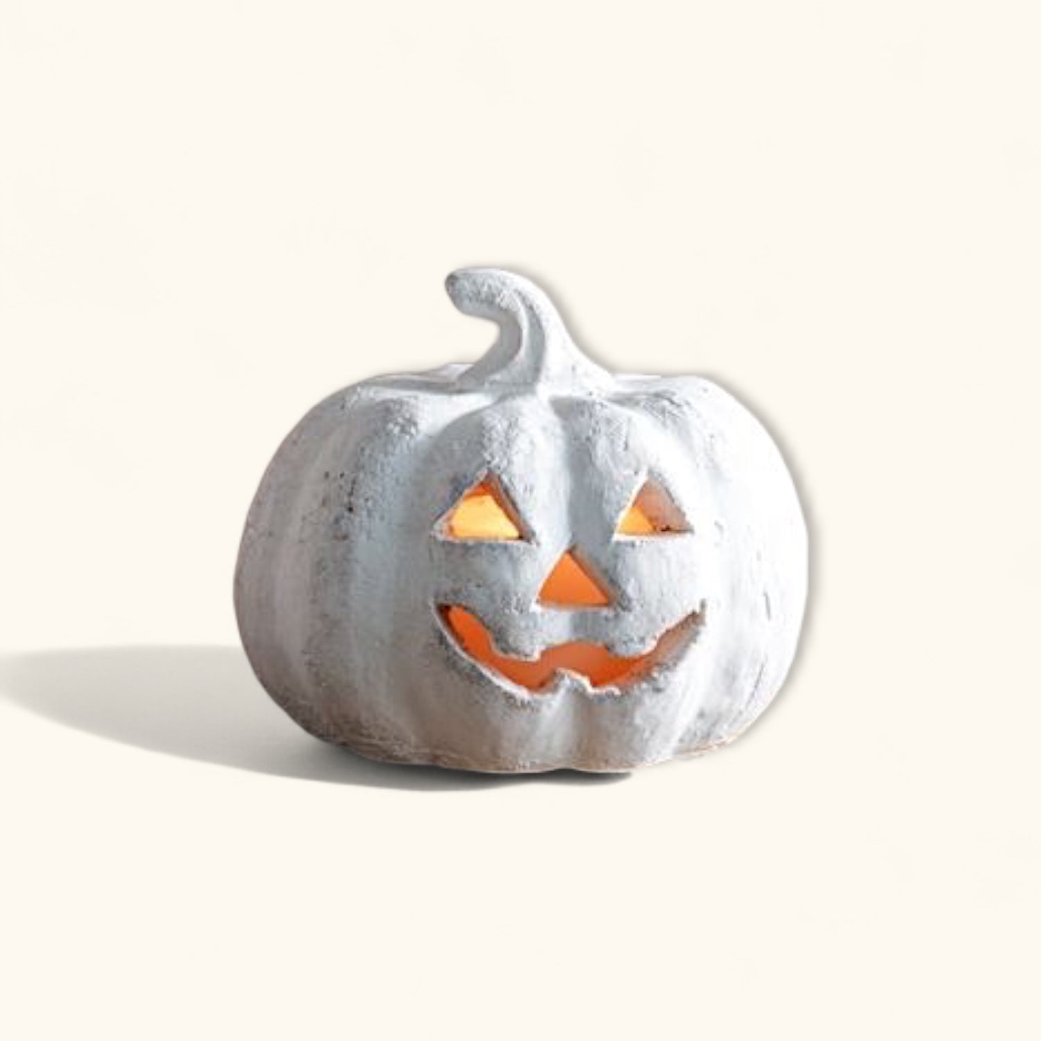 White Small Terracotta Jack-O-Lantern Pumpkin Main image
