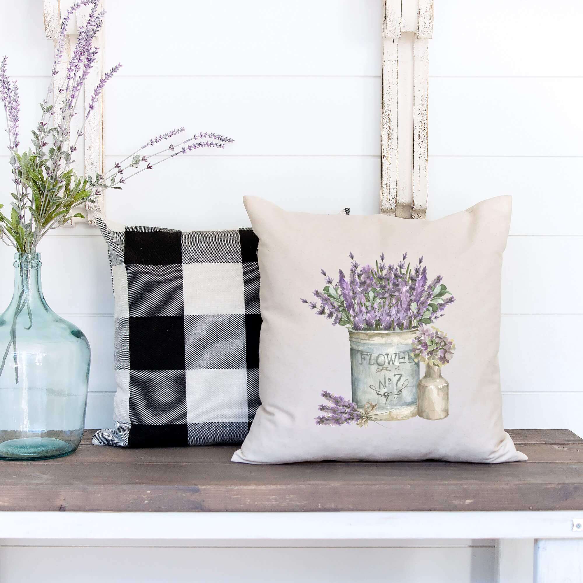 Spring Lavender Bucket- Pillow Cover 18x18 inch Main image