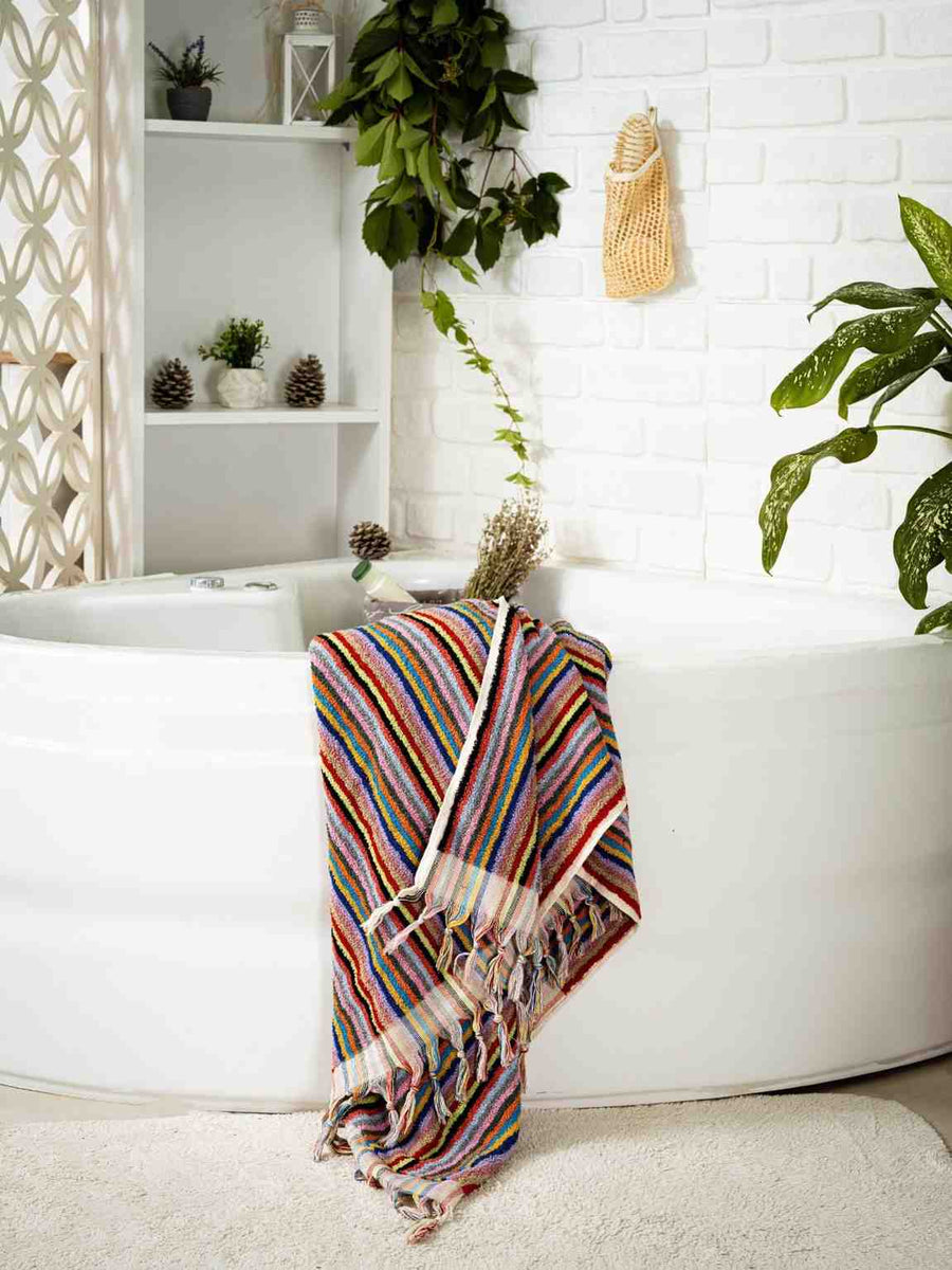 Striped Bath Towel Rainbow