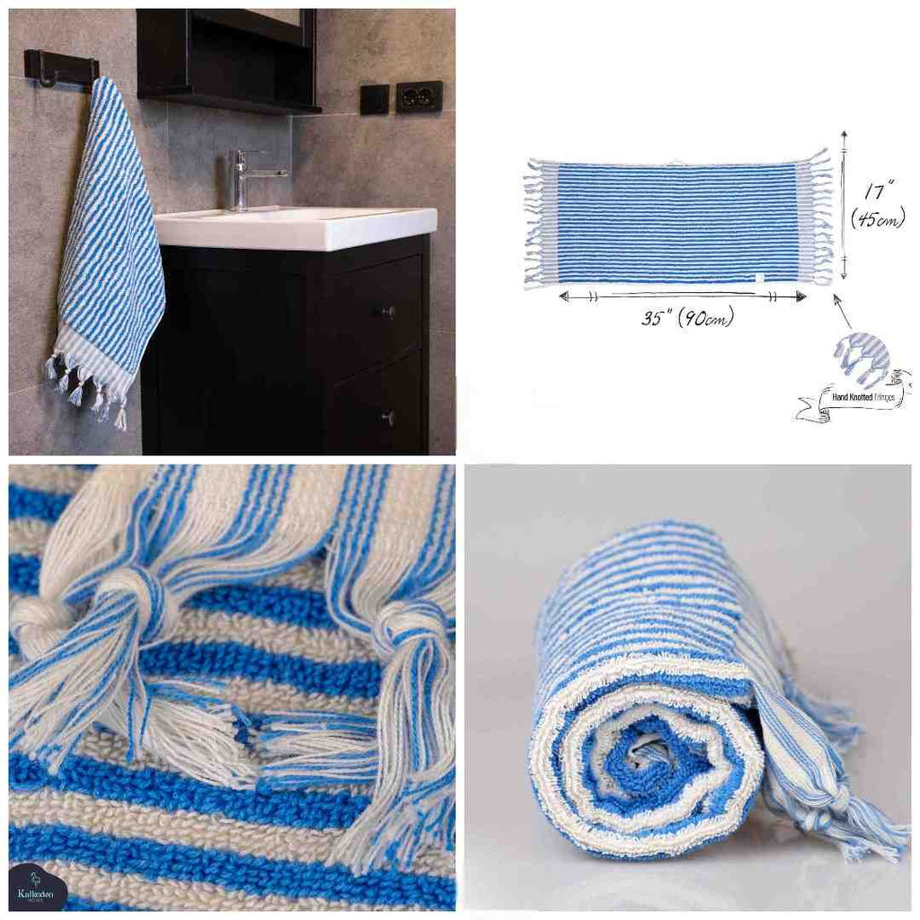 Striped Hand Towel Blue
