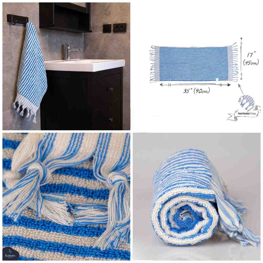 Striped Hand Towel Blue