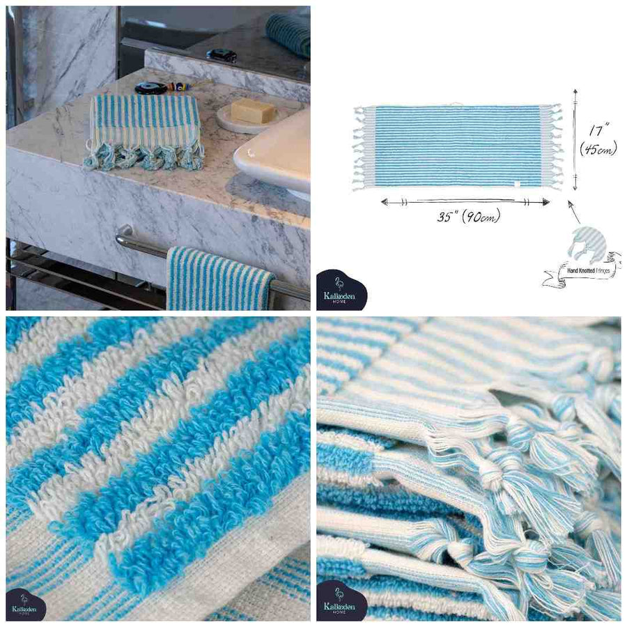 Striped Hand Towel Turquoise