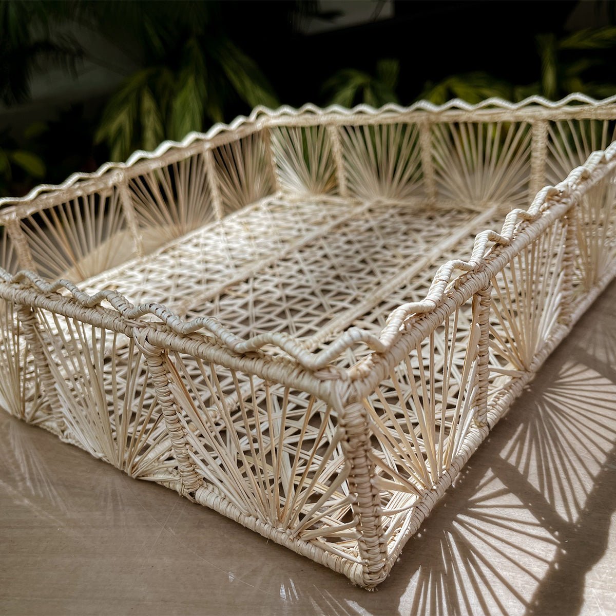 Sunshine Rectangle Handwoven Iraca Decorative Tray Secondary image