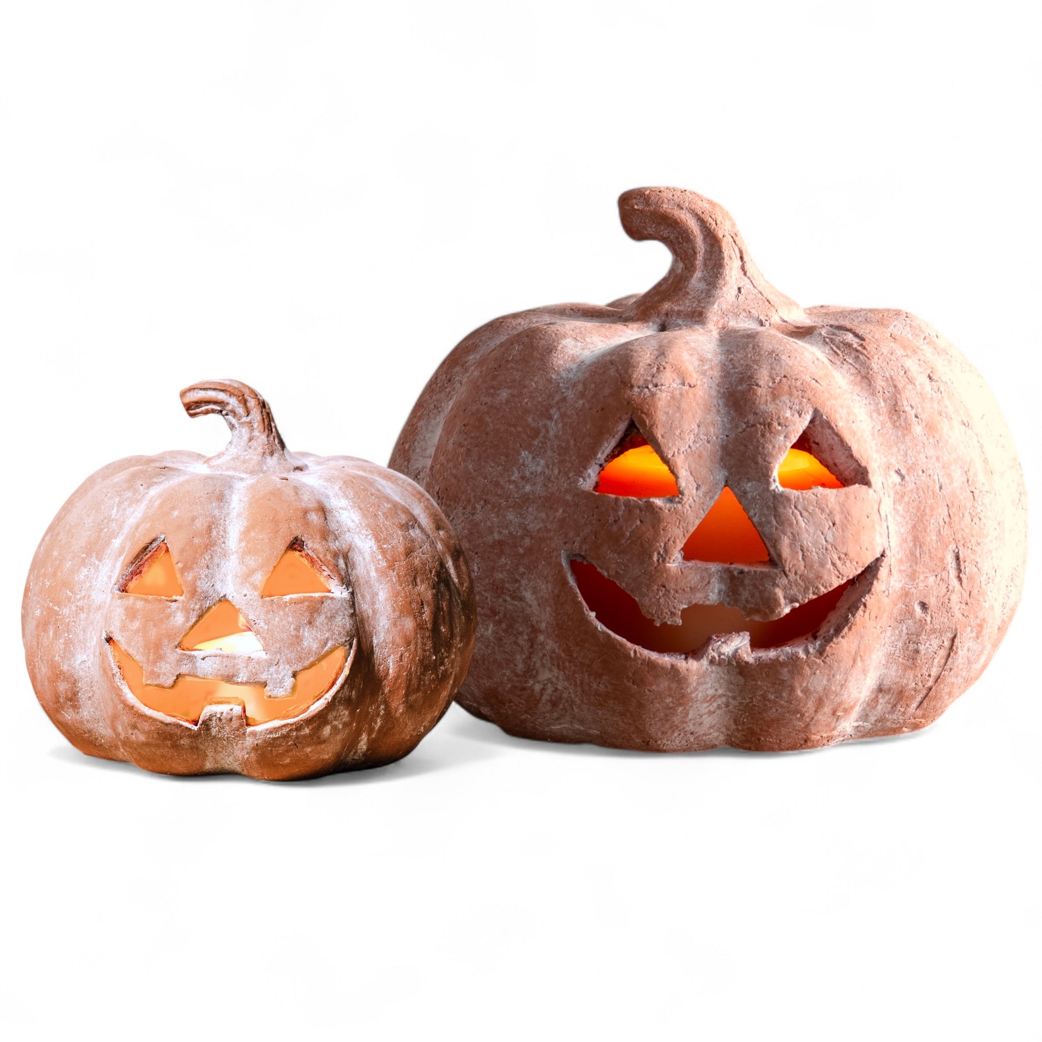 Orange Terracotta Jack-O-Lantern Pumpkins | 2 Sizes Main image