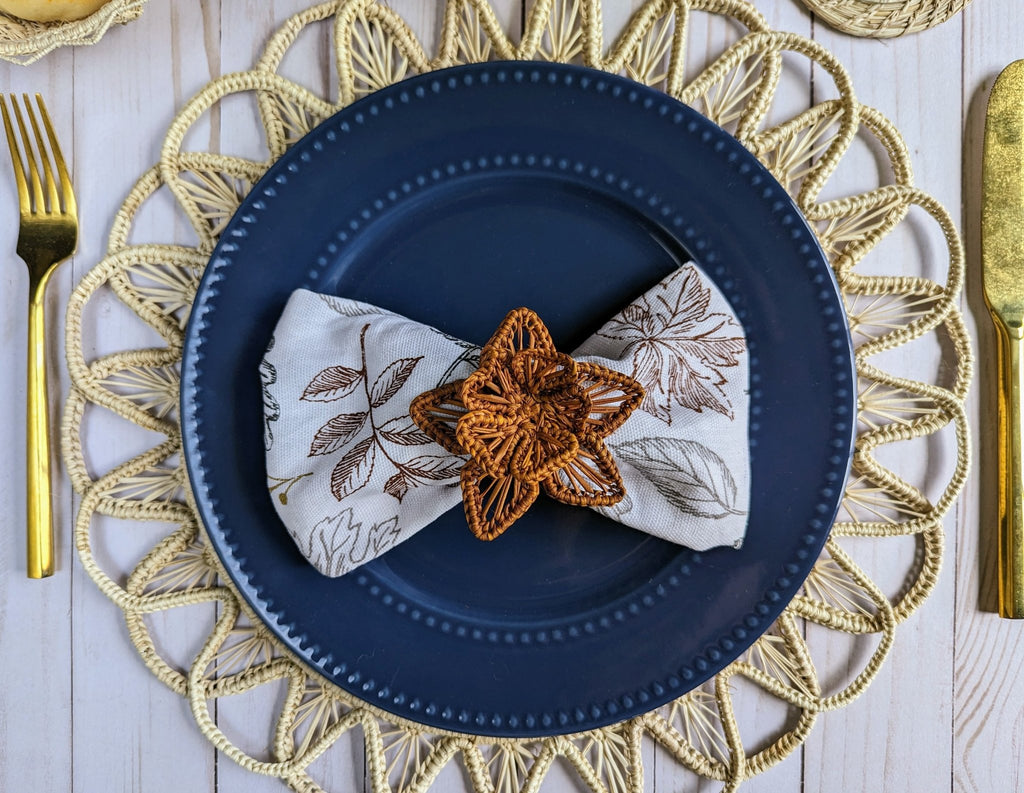 Thanksgiving Star Flower Woven Napkin Ring
