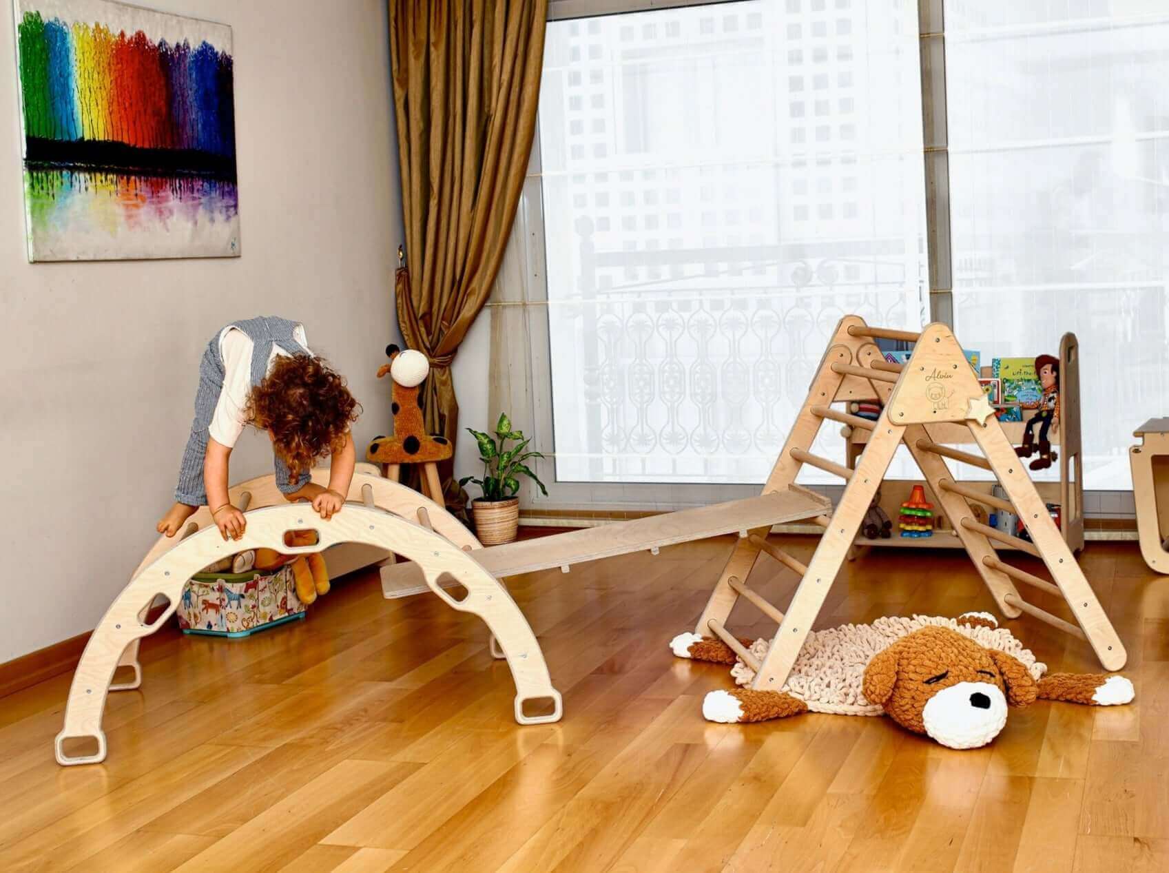 4 Pieces Climbing Set - Climbing Triangle, Arch Rocker, Pillow, and 2in1 Ramp Main image